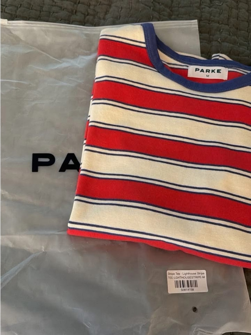Parke Lighthouse Stripe Tshirt Sz m